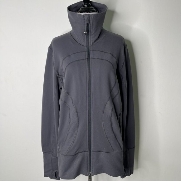 lululemon athletica Jackets & Blazers - Lululemon Women's Grey In Stride Full Zip Thumbholes Jacket Size 12